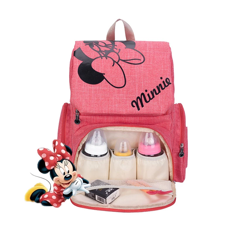 

Disney Diaper Bag Backpack Bolsa Maternidade Waterproof Stroller Bag USB Baby Bottle Warmer Mickey Minnie Travel Mummy Backpack