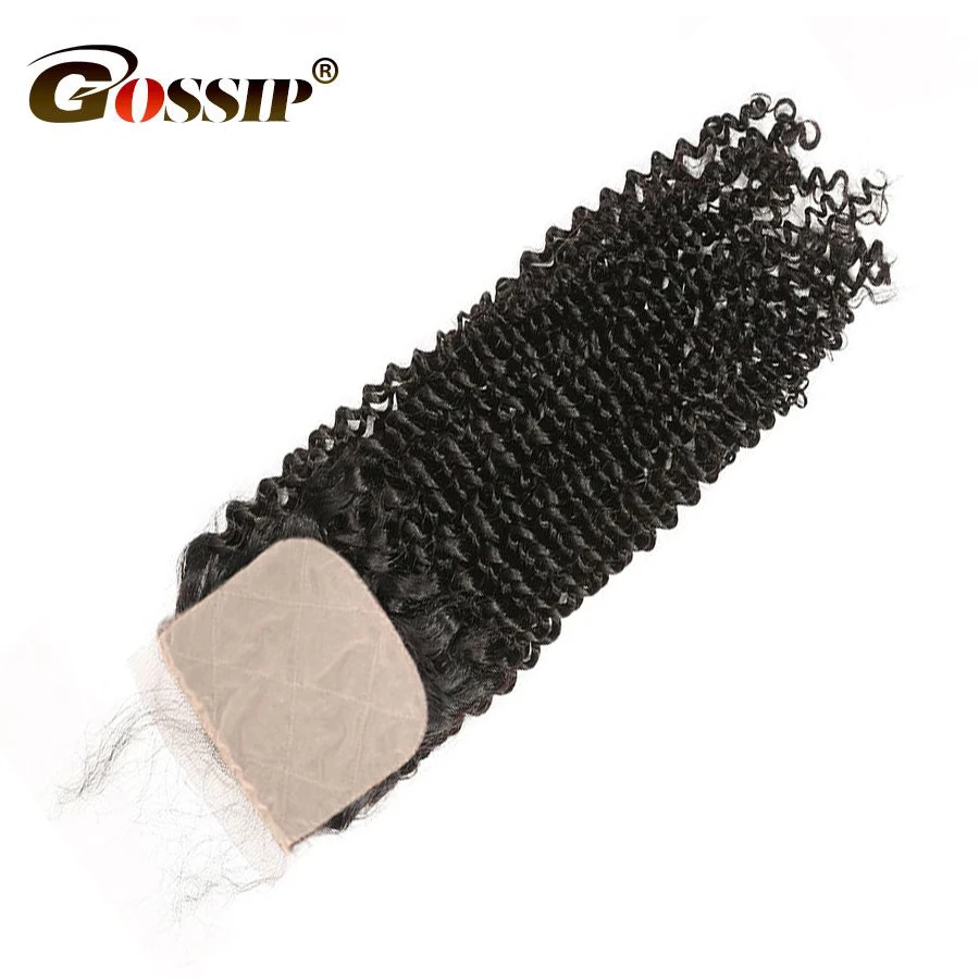 

Kinky Curly Closure 4x4 Silk Base Closure With Baby Hair Human Hair Brazilian Closure Pre Plucked Gossip Remy Hair Extension