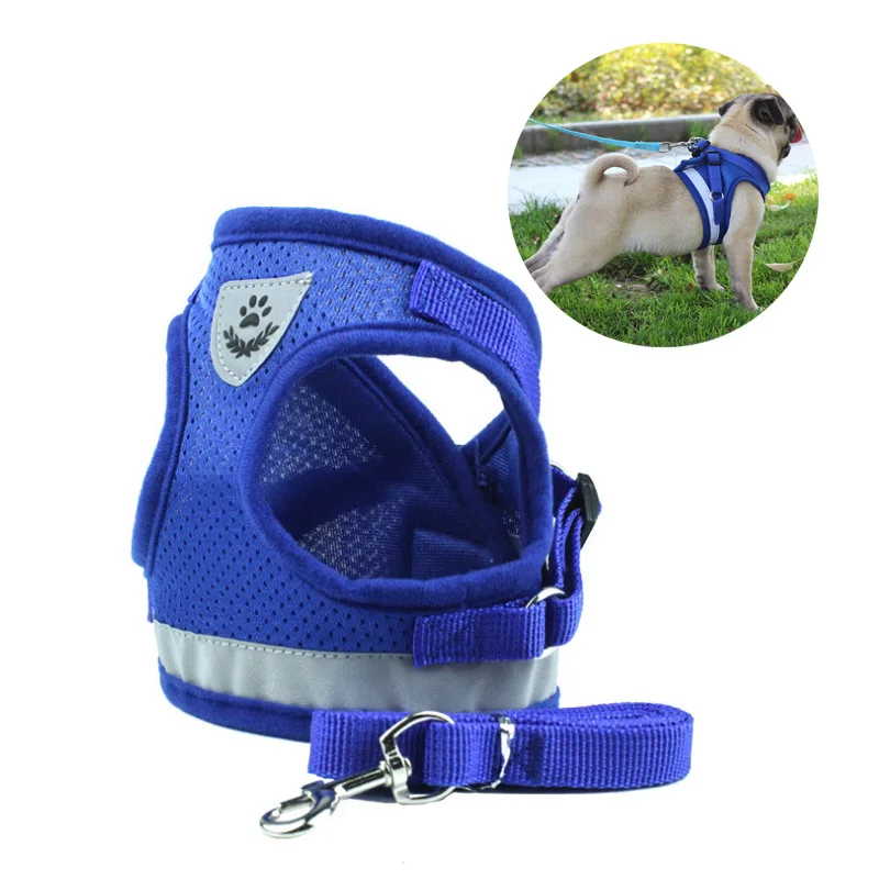 

1pc/set Pet Dog Chest Strap Leash Adjustable Soft Breathable Dog Harness Nylon Mesh Vest Harness for Dogs Puppy Collar Jacket
