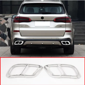 

Glossy Black Chrome For BMW X5 G05 X7 G07 2019 2pcs Stainless Steel Pipe Throat Exhaust Outputs Tail Frame Cover Trim