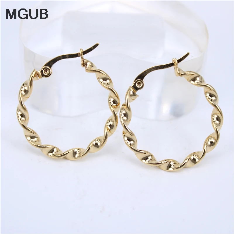 White Gold Color Stainless Steel Big Circle Hoop Earring 15mm-70mm White Gold Color Stainless Steel Big Circle Hoop Earring 15mm-70mm