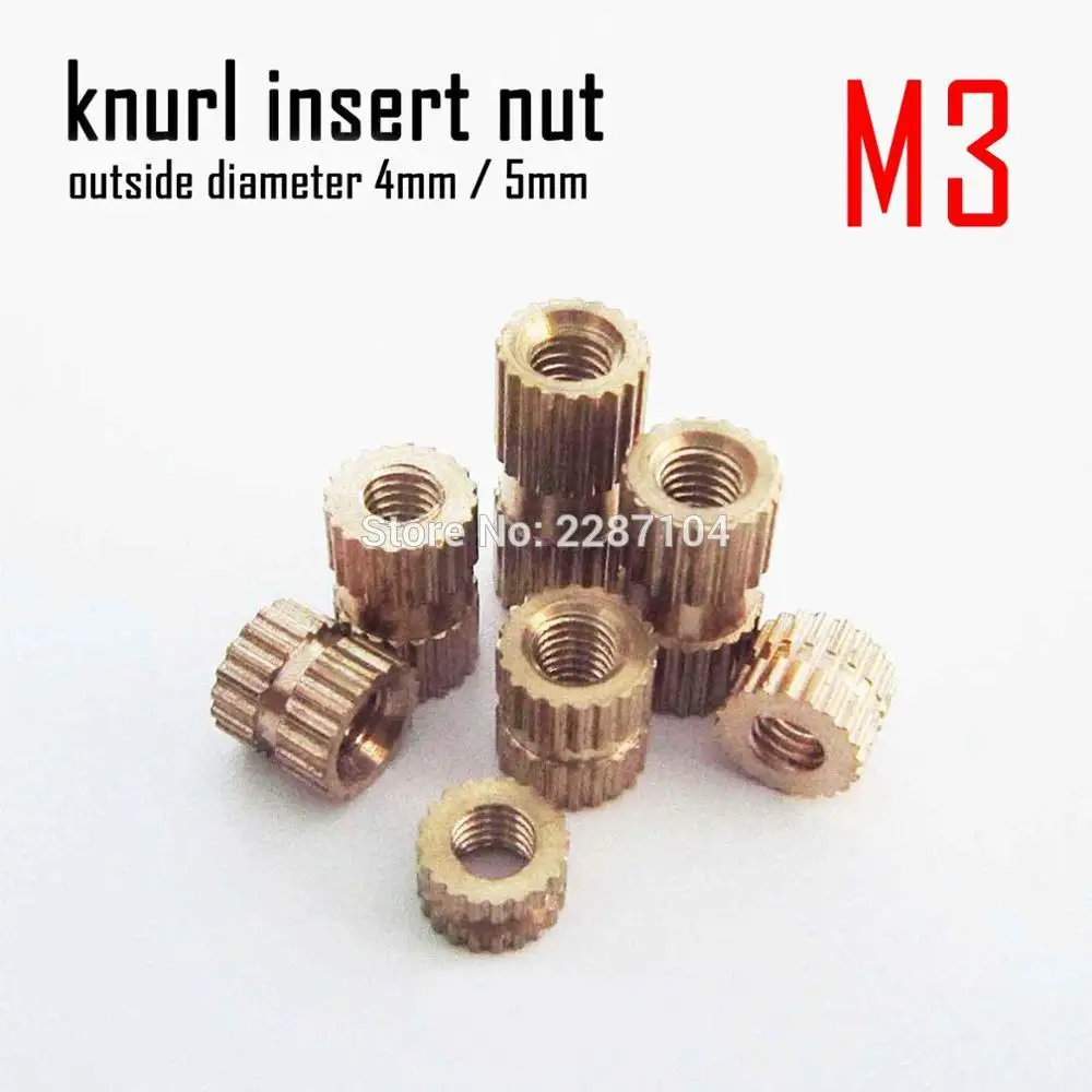 200pcs M3*4 copper nut inserts embedded parts copper knurl_chs4 
