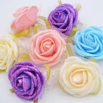 

10pcs Rose Wrist Corsage Bridesmaid Sisters hand flowers Artificial Bride Flowers For Wedding Party Decoration Bridal Prom
