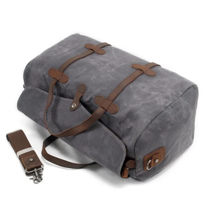 Vintage Wax Canvas Luggage bag Men Travel Bags Carry on Large Men Duffel Bags shoulder Weekend bag Overnight Big tote Handbag