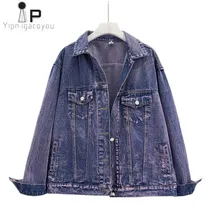 Весенняя короткая джинсовая куртка женская верхняя одежда нового женского размера плюс винтажные джинсы, куртка Женское пальто Harajuku осеннее Женское пальто