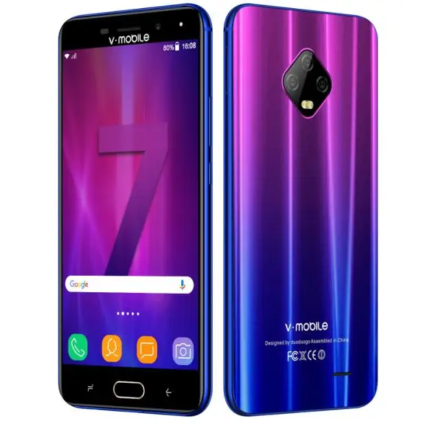 TEENO Vmobile J7 мобильный телефон Android 7,0 5," HD экран 3 ГБ+ 32 Гб Две sim-карты 4G мобильный смартфон разблокированные сотовые телефоны - Цвет: Фиолетовый