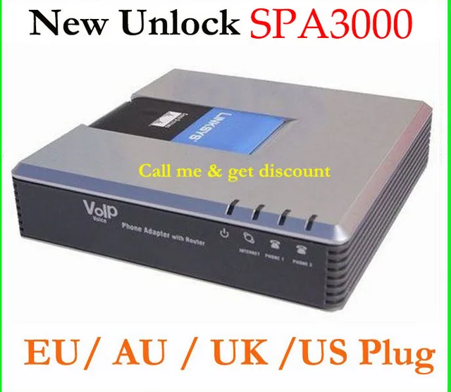 Разблокированный LINKSYS SPA3000 SPA 3000 VOIP FXS VoIP телефонный адаптер абсолютно AU US EU UK штекер