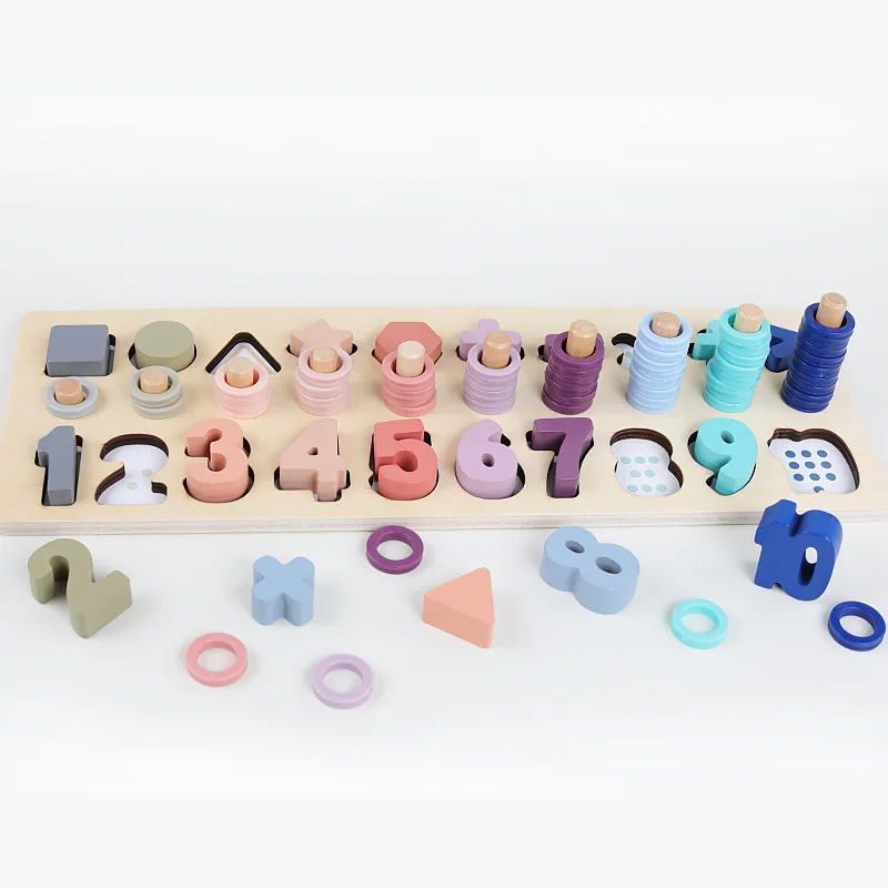 Preschool Wooden Montessori Materials Learning To Count Numbers Matching Digital Shape Match Early Education Teaching Math Toys