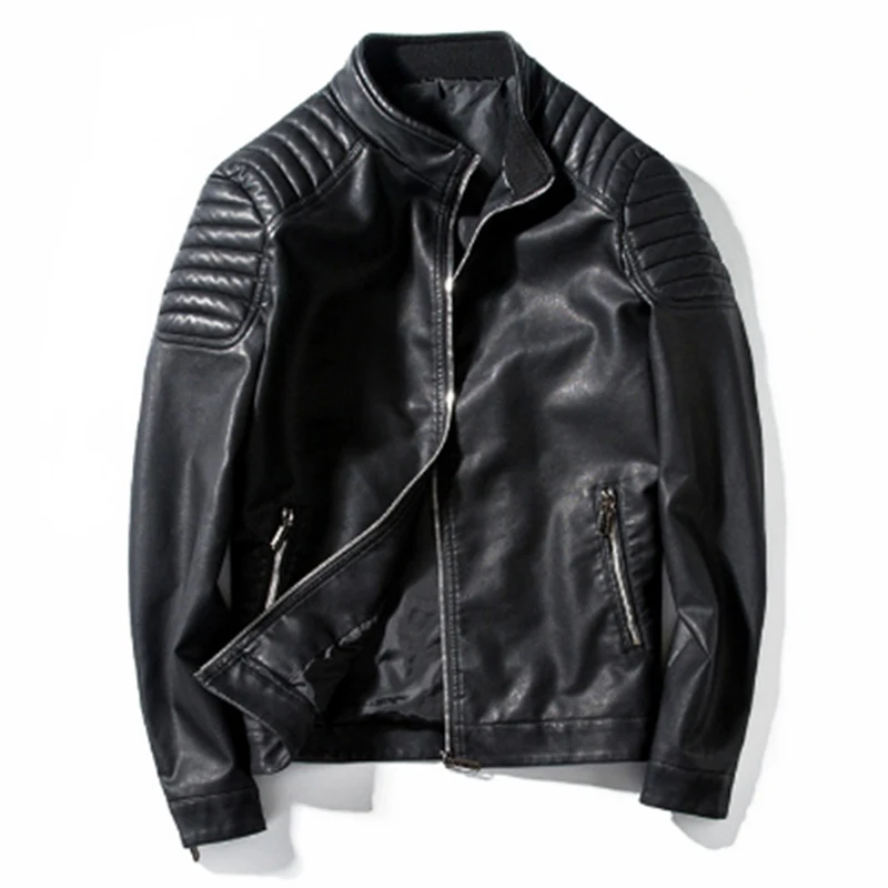 Fashion Autumn Men PU Leather Jackets Male Faux Leather Coats Casual