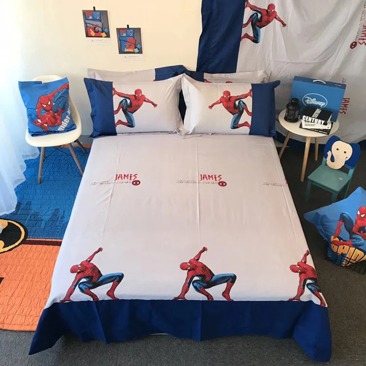Комплект постельного белья из египетского хлопка с 3D рисунком «Человек-паук», наволочка для детей, декор для спальни, 4 шт., постельное белье для мальчиков