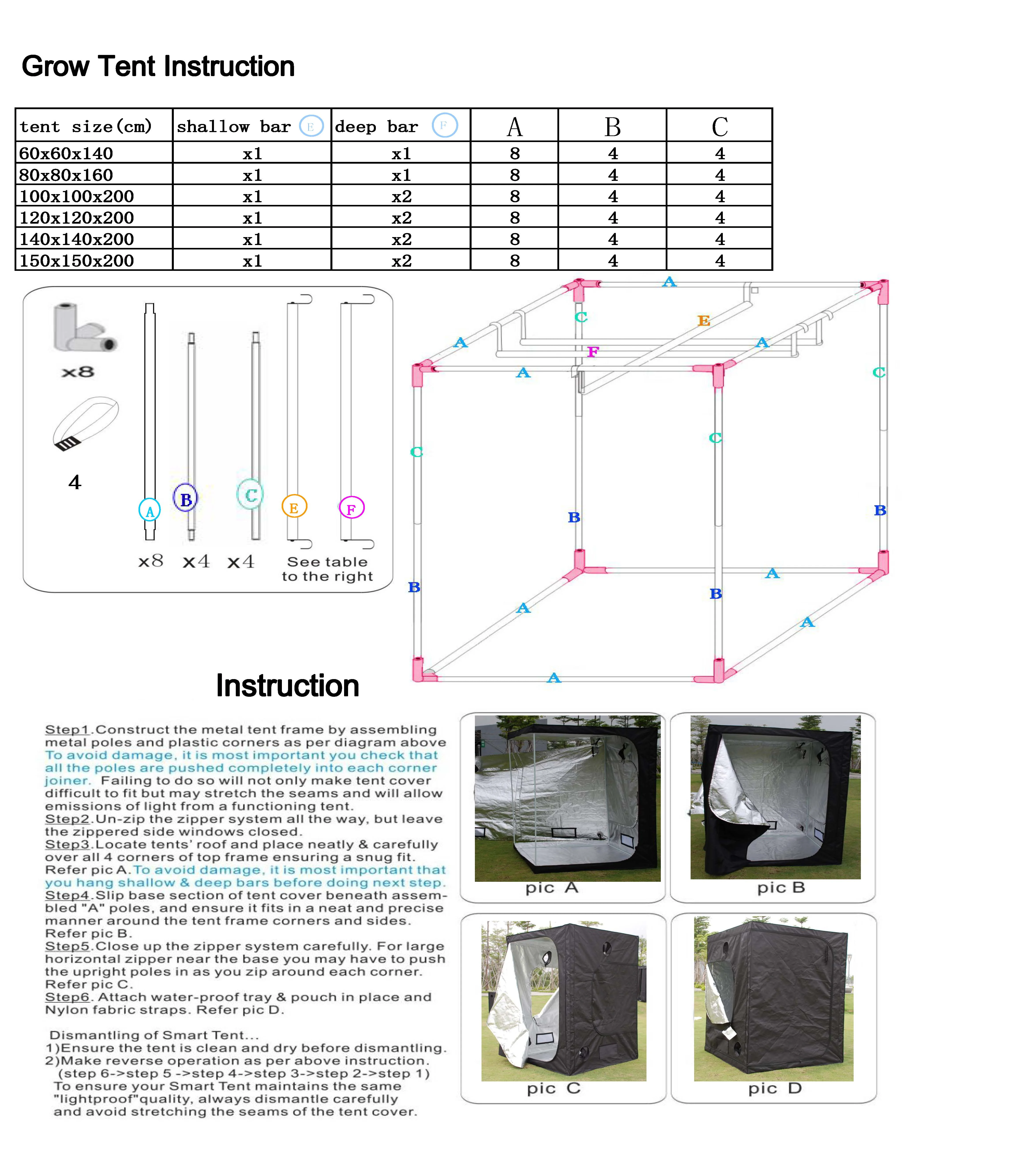 60x60x140cm Led Grow Light Indoor Hydroponics Grow Tent,Grow Room Box Plant Grow, Reflective Mylar Non Toxic Garden Greenhouses