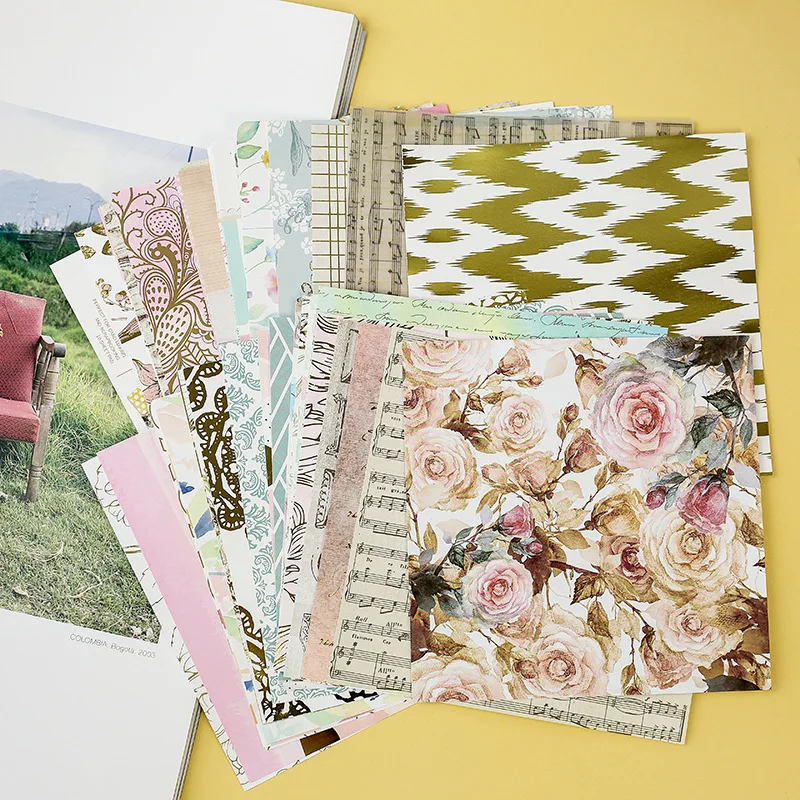 

10 Pcs 15.2 x 15.2cm Vintage Floral Craft Paper Photos Decor Props Craft Paper for DIY Scrapbooking Papers Scrapbook Album