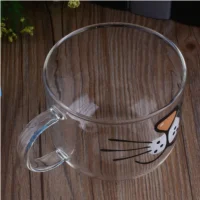 Soledi Gato Gatito de Cristal Taza de Café Dolce gusto Infusor de Té Decoración Del Hogar Taza de Agua Clara Transparente 550 ML