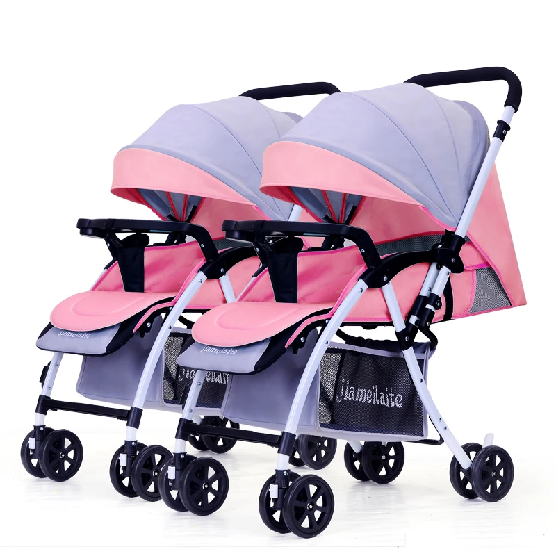 Excellent Twin baby trolley can be split, seated, reclined, reversed and folded easily. twins stroller 2side way  easy fold 1