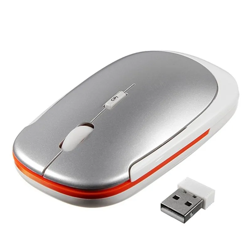 BinFul ультра тонкая u-образная 2,4 ГГц Беспроводная мышь мини USB приемник беспроводная 1600 dpi оптическая игровая мышь компьютерные мыши - Цвет: silvery