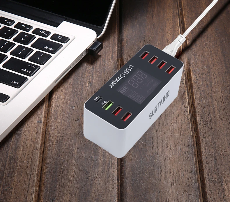 Suntaiho порт USB зарядное устройство Quick Charge 3,0 8 портов настольная несколько USB зарядная станция светодиодный дисплей Быстрая зарядка EU US UK AU Plug