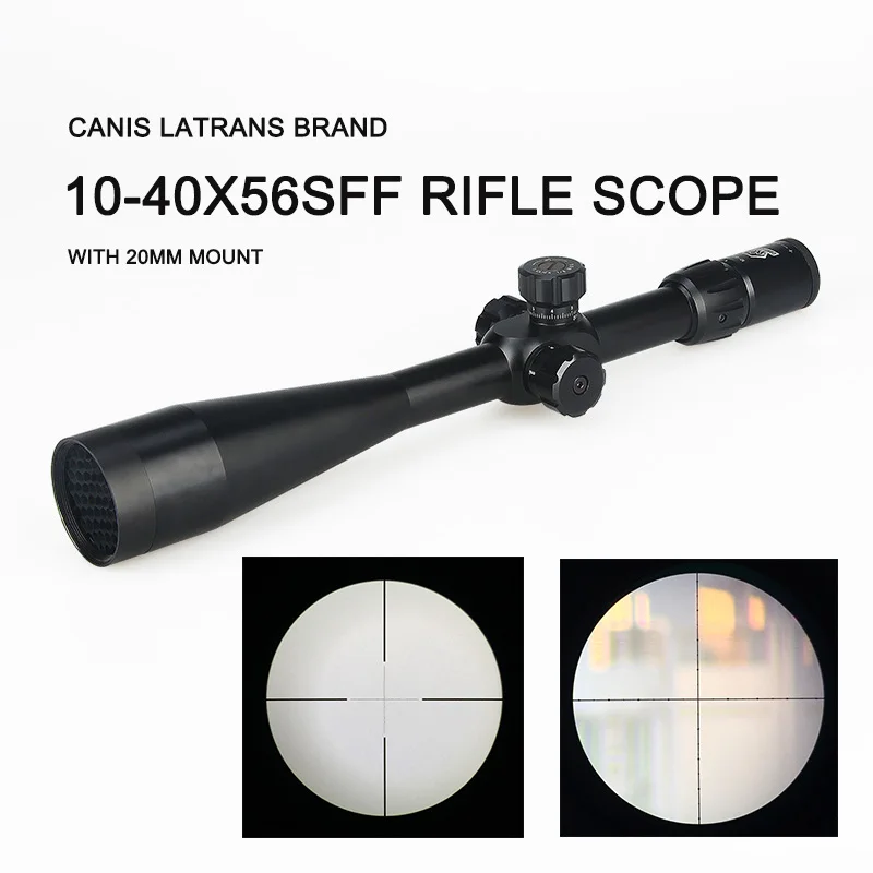 

Canis Latrans Tactical 10-40X56SFF Rifle Scope With 20MM Scope Mount For Hunting Shooting OS1-0284