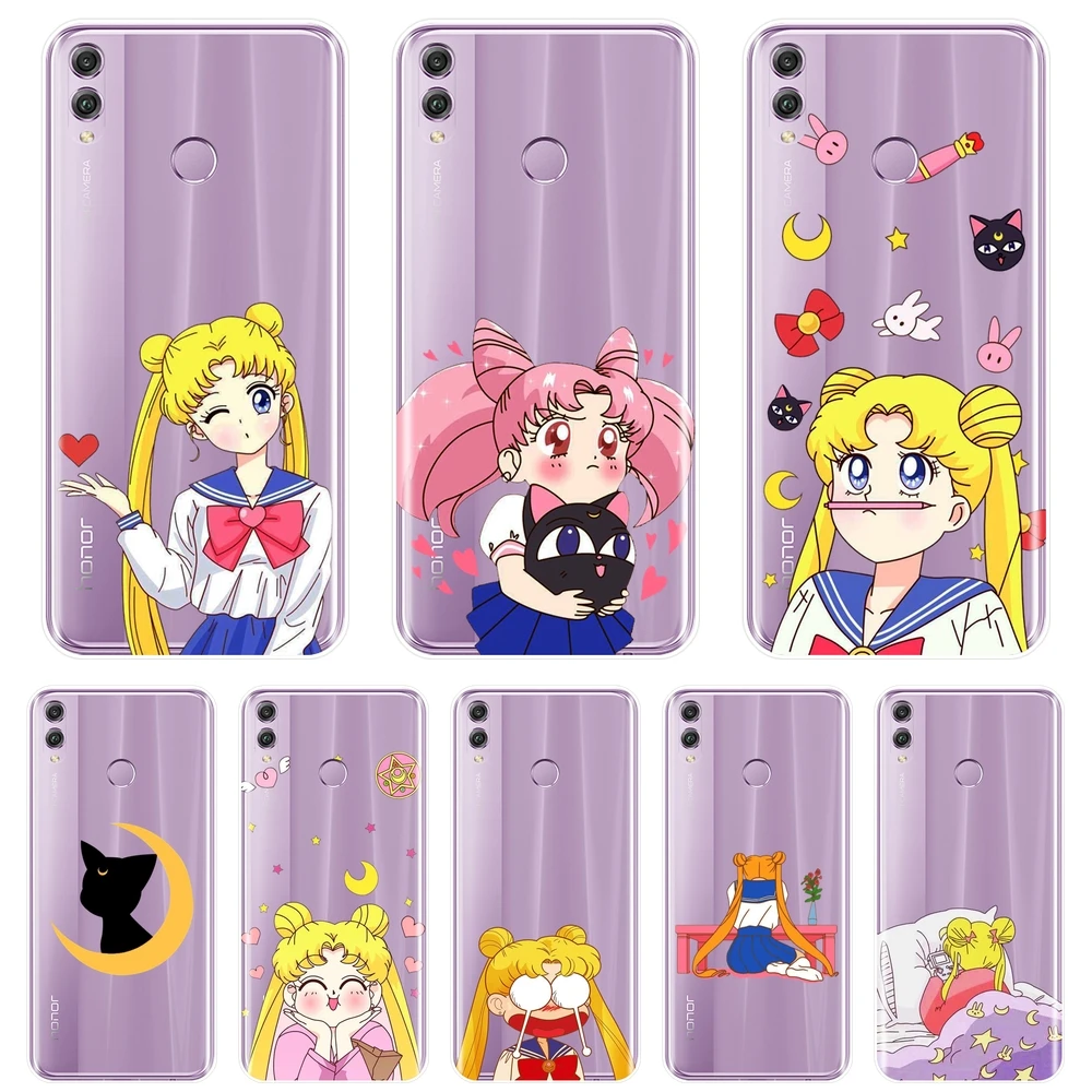 

For Huawei Honor 7 7S 7X 7A 7C Pro 10 9 8 8X MAX Phone Case Silicone Soft Sailor Moon Back Cover For Huawei Honor 7 8 9 10 Lite