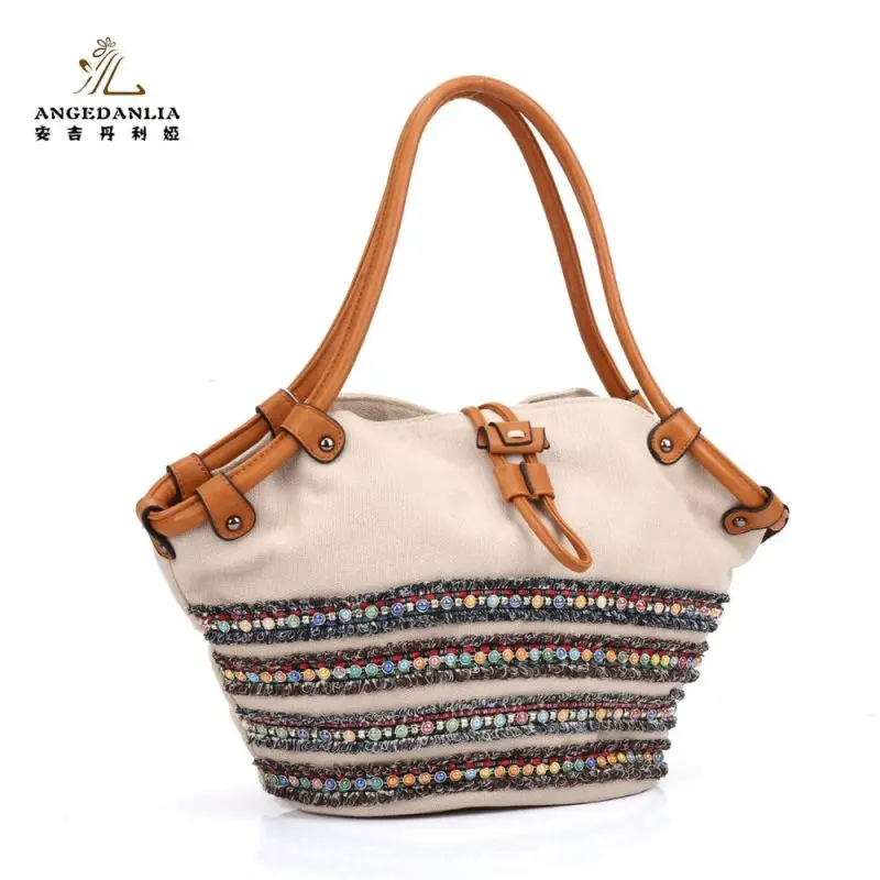 

women Bohemian Cotton Canvas Fabric Handbag shoulder bag Cotton Fabric national ethnic bags large capacity bags