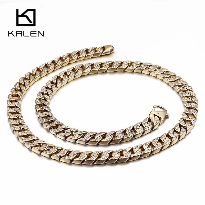 Stainless Steel Dubai Gold 75CM Long Chain Necklace For Men 13mm Width