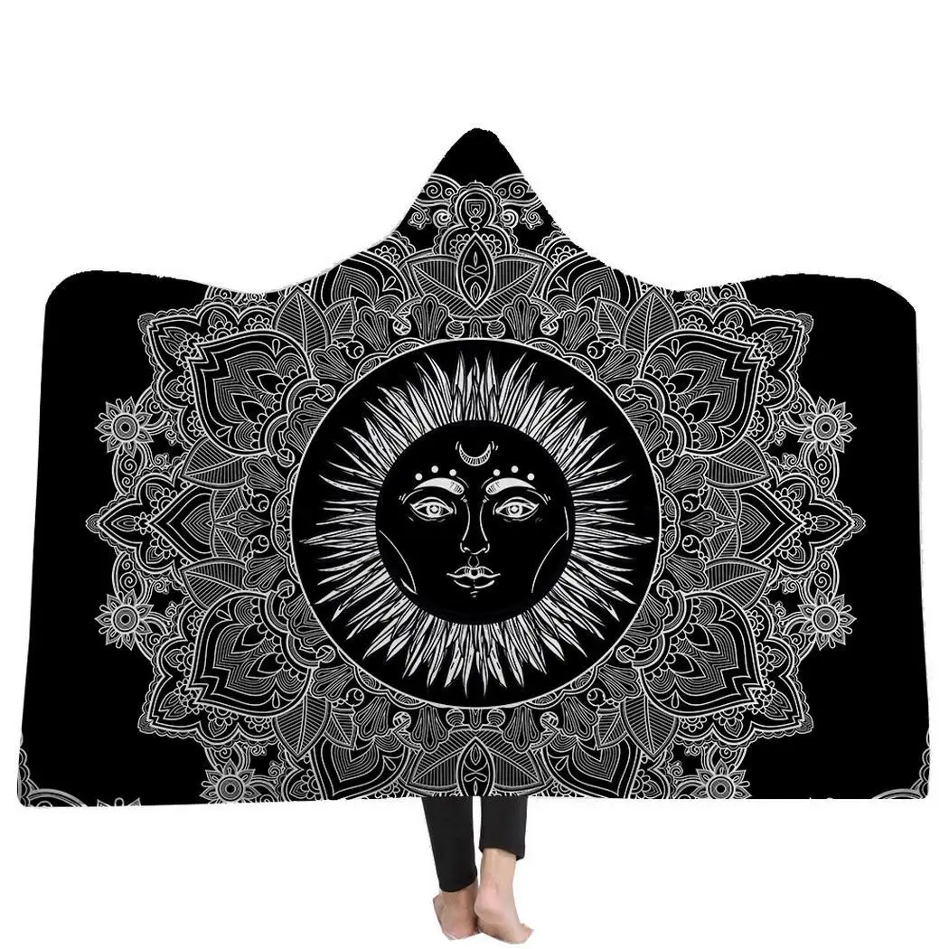 

Soft Comfortable Print Hooded Wearable Blanket Air 25 Colors 4.5 Conditioning Winter Wrap Blanket Home