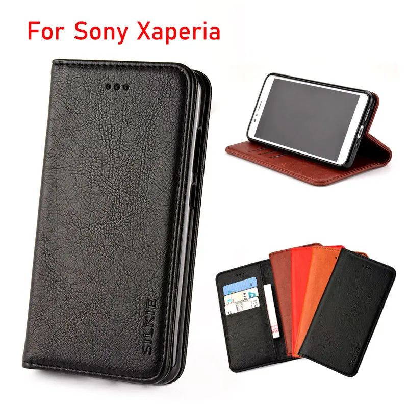 

Case for Sony Xaperia X XA 1 2 Z5 XZ 1 2 Compact premium funda Luxury Flip cover Vintage Leather Without magnets with Card Slot