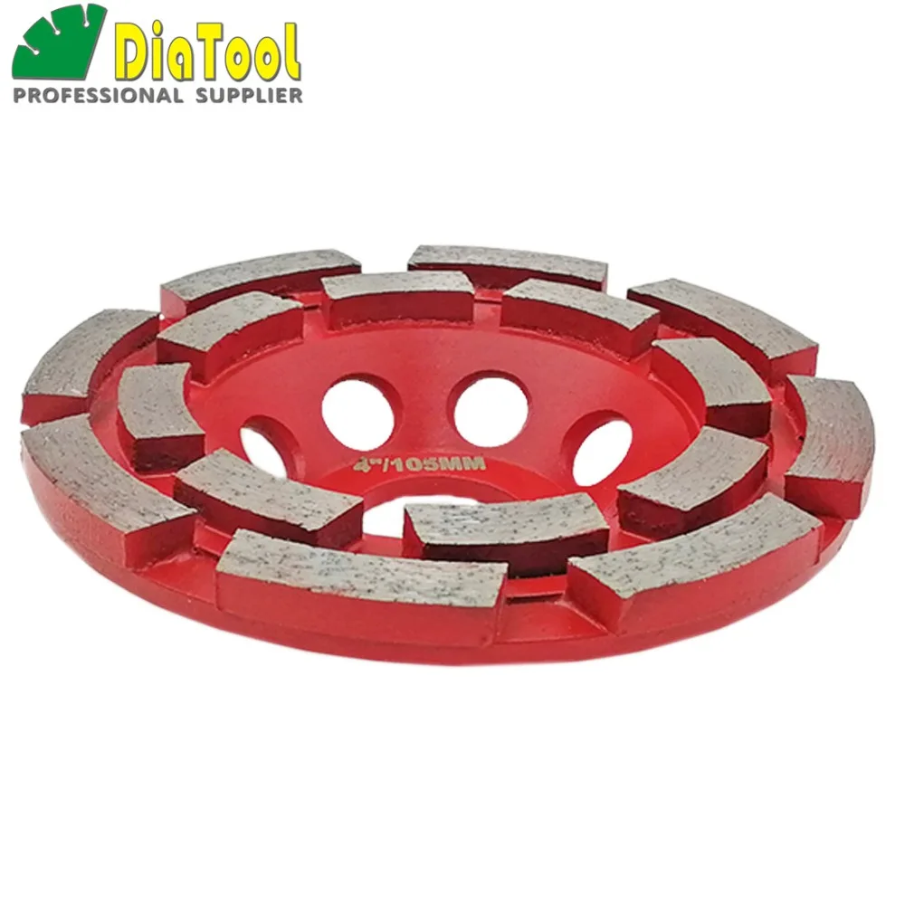 DIATOOL Diameter 100mm Diamond Double Row Cup Wheel For Concrete Abrasive Material, 4inch Grinding Wheel, Bore 22.23mm
