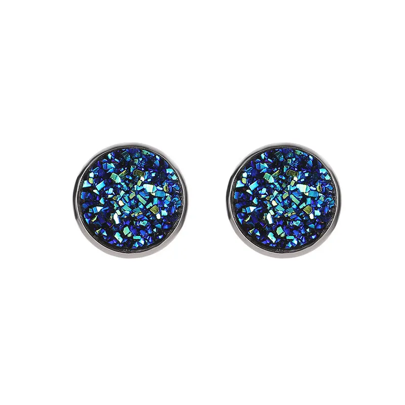 Список мода простой блестящий кристалл серьги-кольца Рождественский подарок 1 пара - Окраска металла: Deep blue