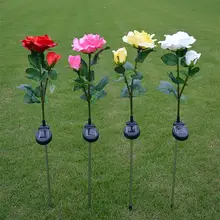 LumiParty 2LED Водонепроницаемая розовая лампа на солнечных батареях Уличное ландшафтное освещение украшение двора, сада(2 головки розы на лампу