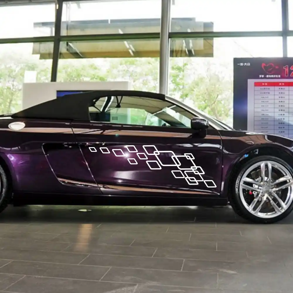 車デカールレース正方形市松フラグ45 R8 I8ビニールサイドドアステッカーzc394 Checkered Flag Checkered Flag Decaldecals For Cars Aliexpress