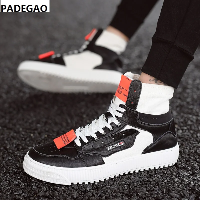 cheap Spring and autumn high top shoes breathable men #039;s casual canvas hip hop board shoes matching color lace up comfortable men shoes