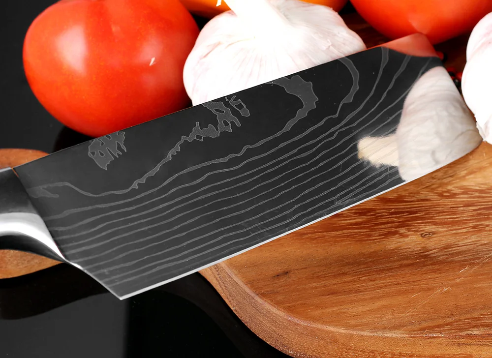 XITUO 7''Japan Santoku нож шеф повара из прочной нержавеющей стали, имитирующий дамасский узор, нож для овощей, удобная ручка