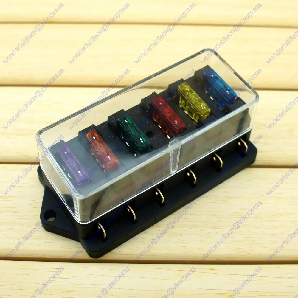 6 Way Standard Blade Fuse Box Holder Car Truck RV Camper Van Boat