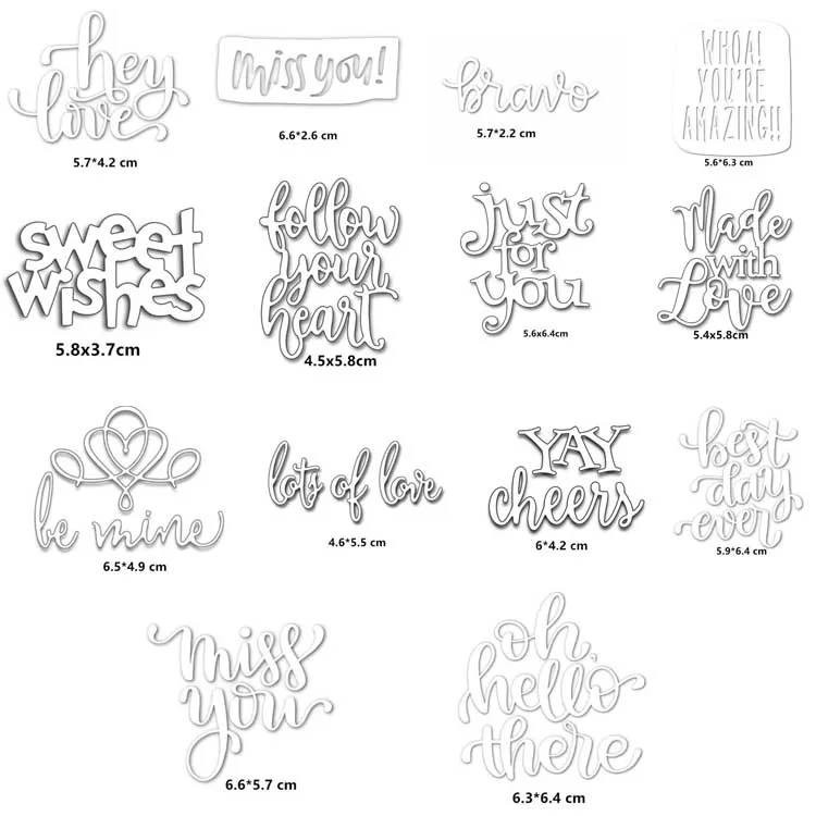 

Words Metal Cutting Dies for DIY Scrapbooking Die Stencils Embossing DIY Card Making/Photo Album Decoration
