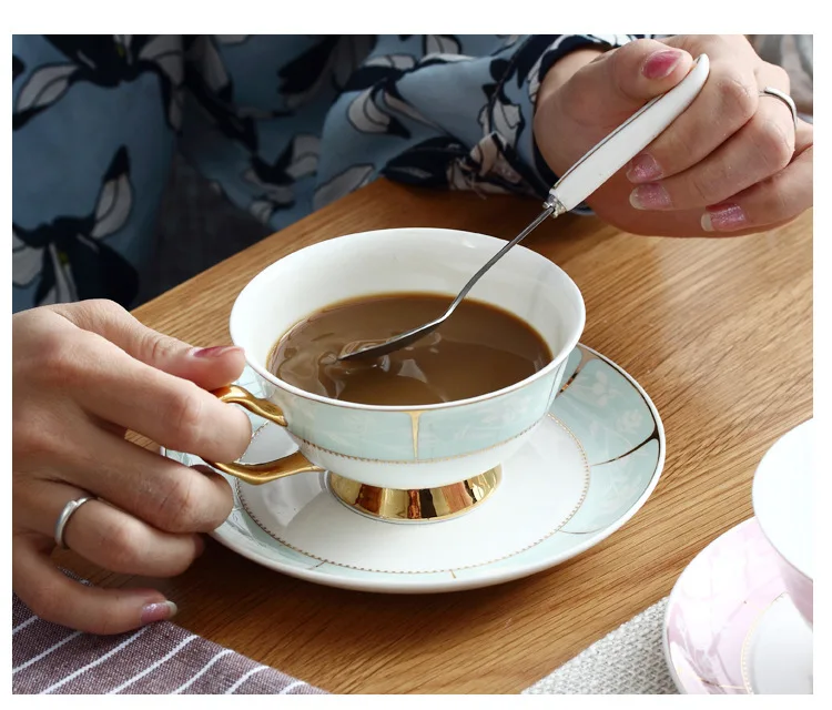 GLLead из европейской керамики кофейная чашка набор чашек высококачественный костяной фарфор черные чайные чашки с ложкой домашняя посуда для напитков