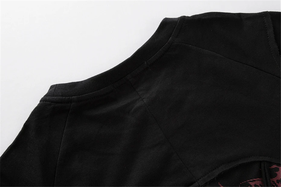 Личность для мужчин хип хоп Короткие рукава уличная одежда футболки Творческий Череп печати чистая отверстие сшивание дизайн футболки хлопок Q0068