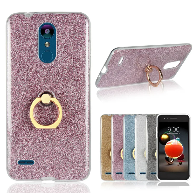 

Luxury Glitter Bling Soft TPU Silicone Case For LG K9 Stand Holder Cover Phone Cases For LG K8 2018 5.0 inch