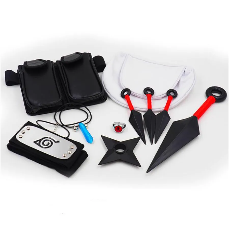 

2018 Japan Anime NARUTO cosplay Costumes Toy Set Accessories Weapons Shuriken Headband Darts arms Ninja Bag Play Set Props
