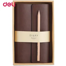 Deli Leather NOTEBOOK business Stationery 2 colors Office notebooks Diary Journal Sketchbook Refill Paper Notebook a