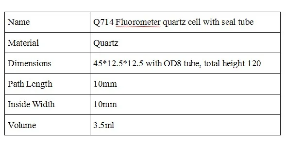 Q714 фторометр кварцевая кювета ячейка с градуированной уплотнительной трубкой