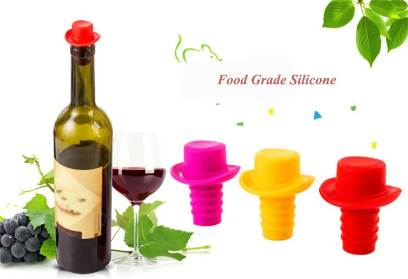 

1PC Hat Silicone Vacuum Bottle Stoper Liquor Outlet Wine Stop Flow Drain Cap Bottle Cover Utensils 2017 NEW SALE