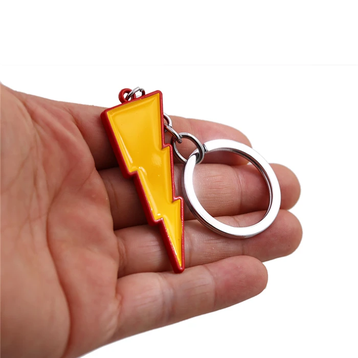 Shazam Keychain Necklace Metal Alloy Billy Batson Link Chain Keyring Pendant Men Key Chain Movie Jewelry