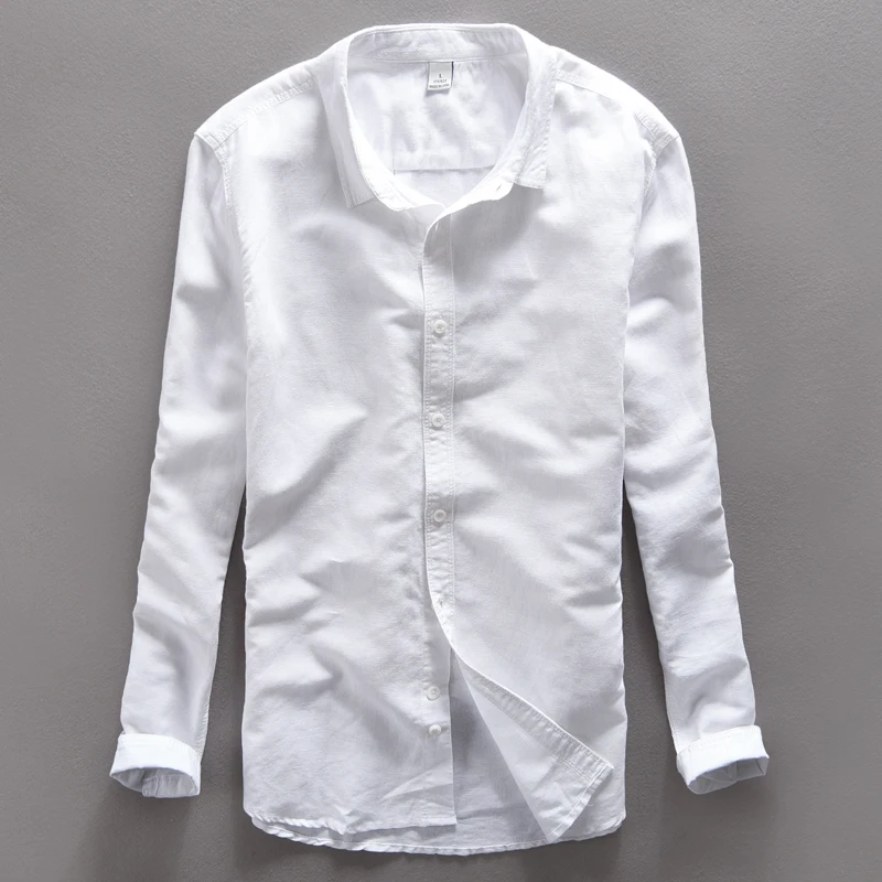 Original Cotton Linen Shirts Men Spring Summer White Social men linen