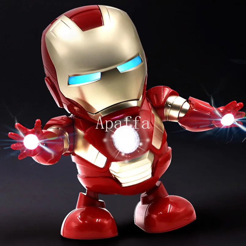 

Dance Iron Man Marvel Avengers Action Figure Toy Led Flashlight With Light Sound Music Robot Iron Man Hero Electronic Toy