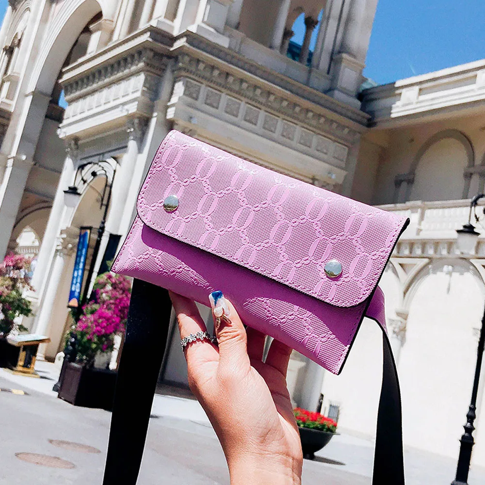 

Fashion Pure Color Square Leather Messenger Shoulder Chest Bag Designer Luxury Belt Bag Women Leather heuptas wandelen groot HOT