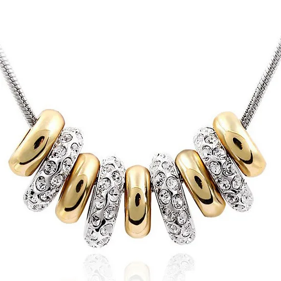 

Lovely gift Free shipping promotion AAAAA+ rhinestones 9 Circles Charm women cute girl vintage Necklace fashion crystal jewelry