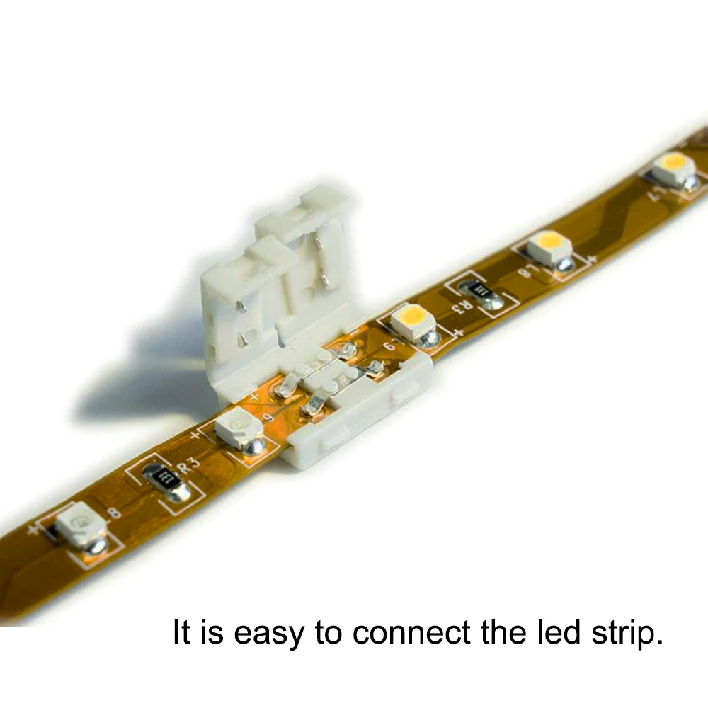 BSOD светодиодный разъем 2 контакта Одноцветный 8 мм светодиодный бесцветный разъем для 3528 3014 2835 полосы без пайки перемычки простая установка