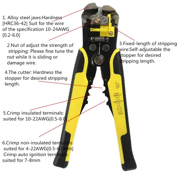 DANIU Multifunctional Automatic Wire Stripper Crimping Pliers Terminal Tool