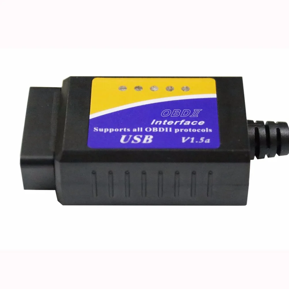 ELM327 USB OBD2 автомобильный диагностический инструмент ELM 327 V1.5 USB интерфейс OBDII CAN-BUS сканер Горячая распродажа