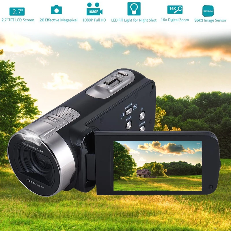 

Mini 2.7 Inch Digital Video Camera Portable Camcorders DV Rotating LCD Screen Point Shoot Cameras EU Plug